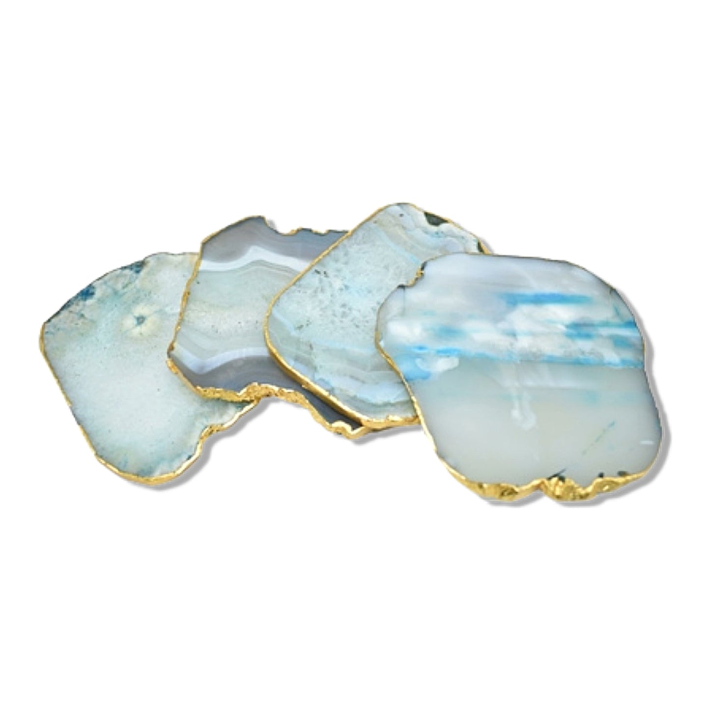 Drink Coasters - Gnarled Agate with Gold Trim
