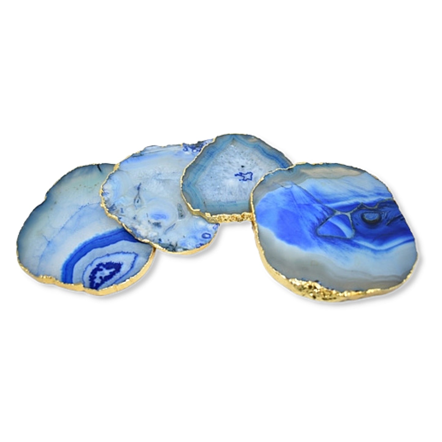 Drink Coasters - Gnarled Agate with Gold Trim