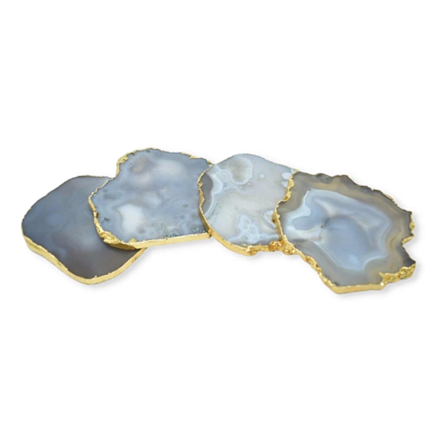 Drink Coasters - Gnarled Agate with Gold Trim