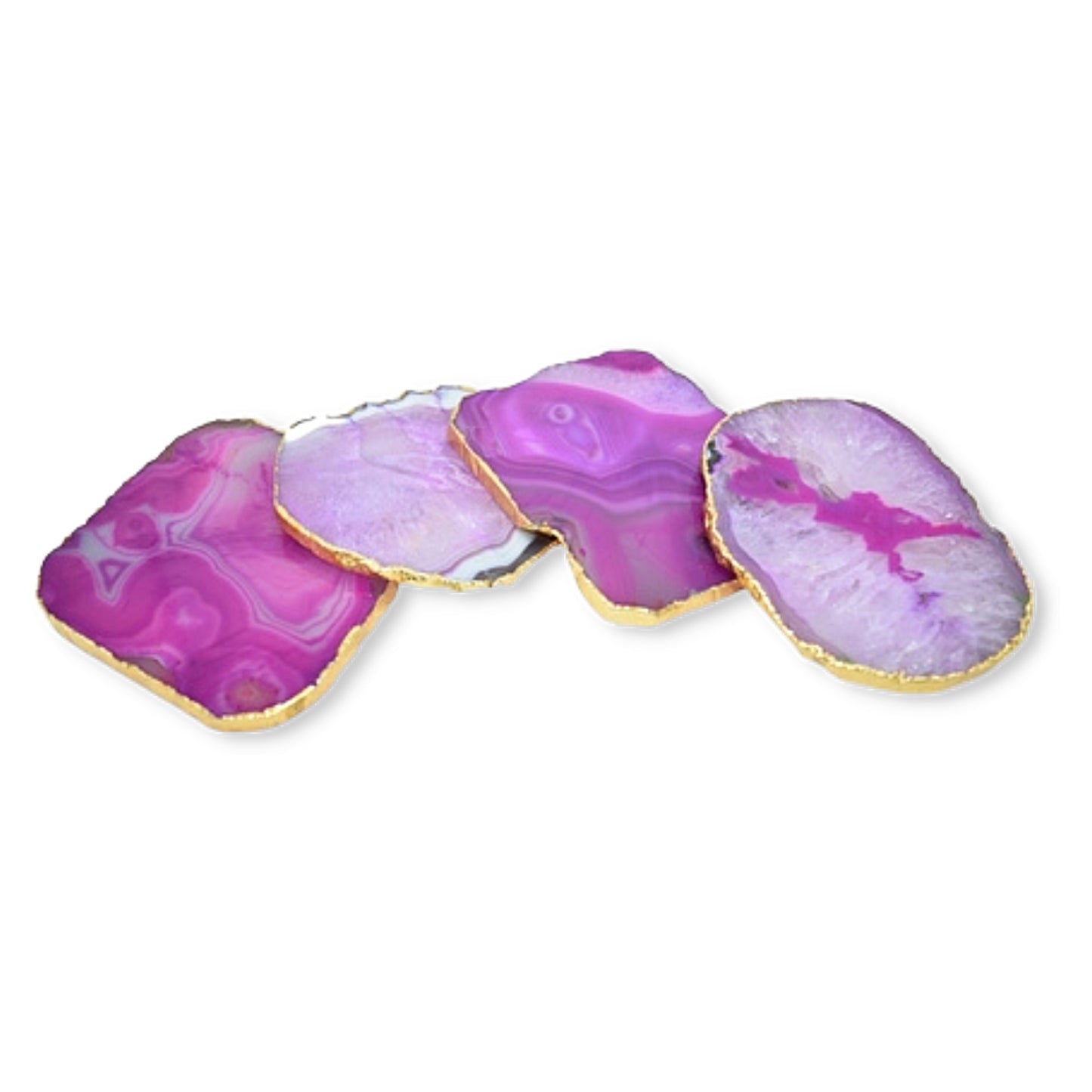 Drink Coasters - Gnarled Agate with Gold Trim