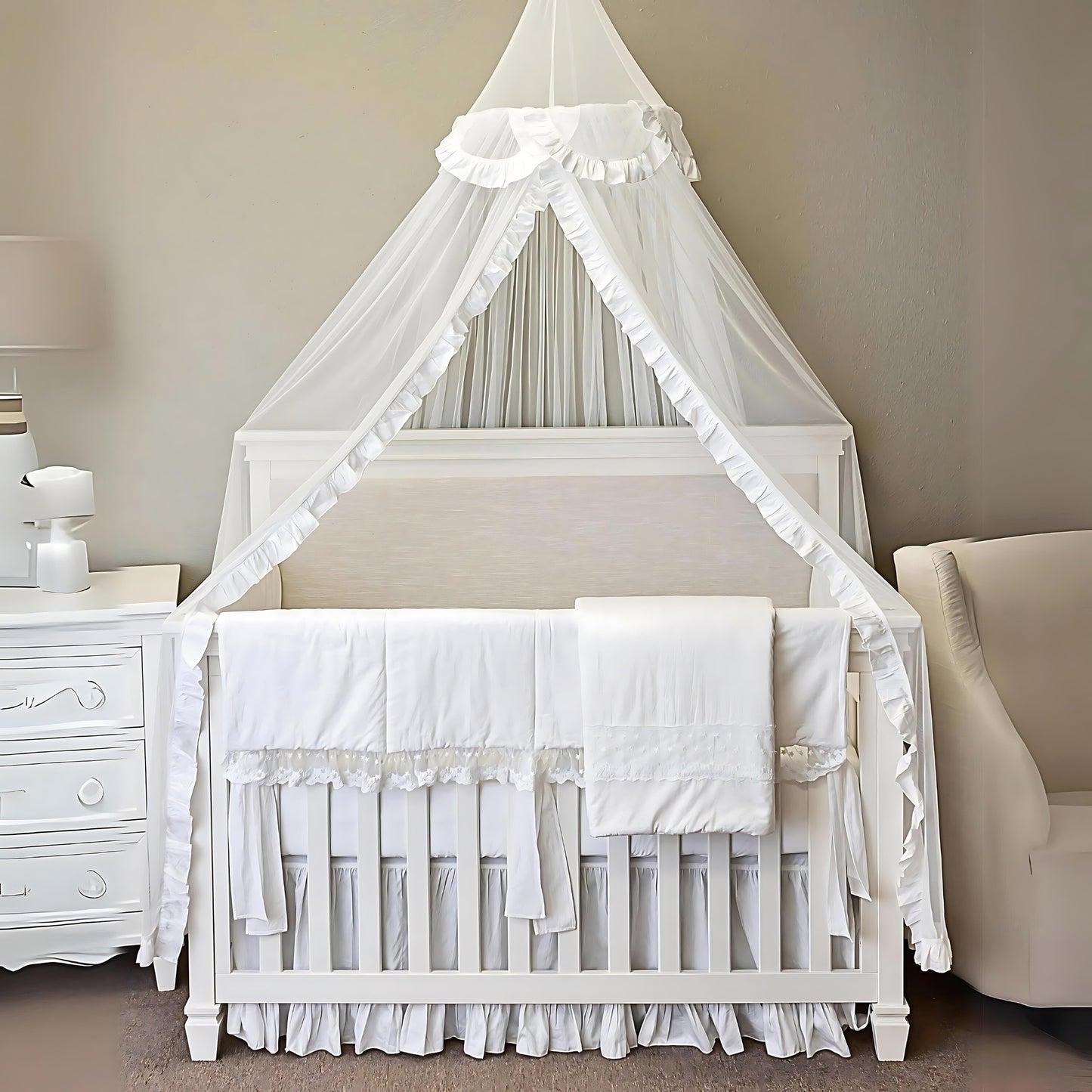 Nursery Bedding Set - White Four-piece