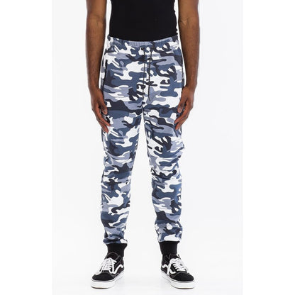 Men's Heathered Cotton Sweat Pants - Gray Camouflage