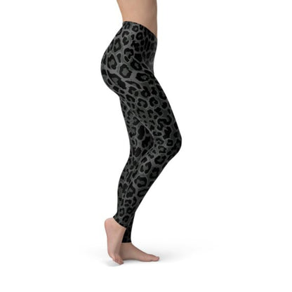 Women's Custom Performance Leggings - Black Leopard Spots Design