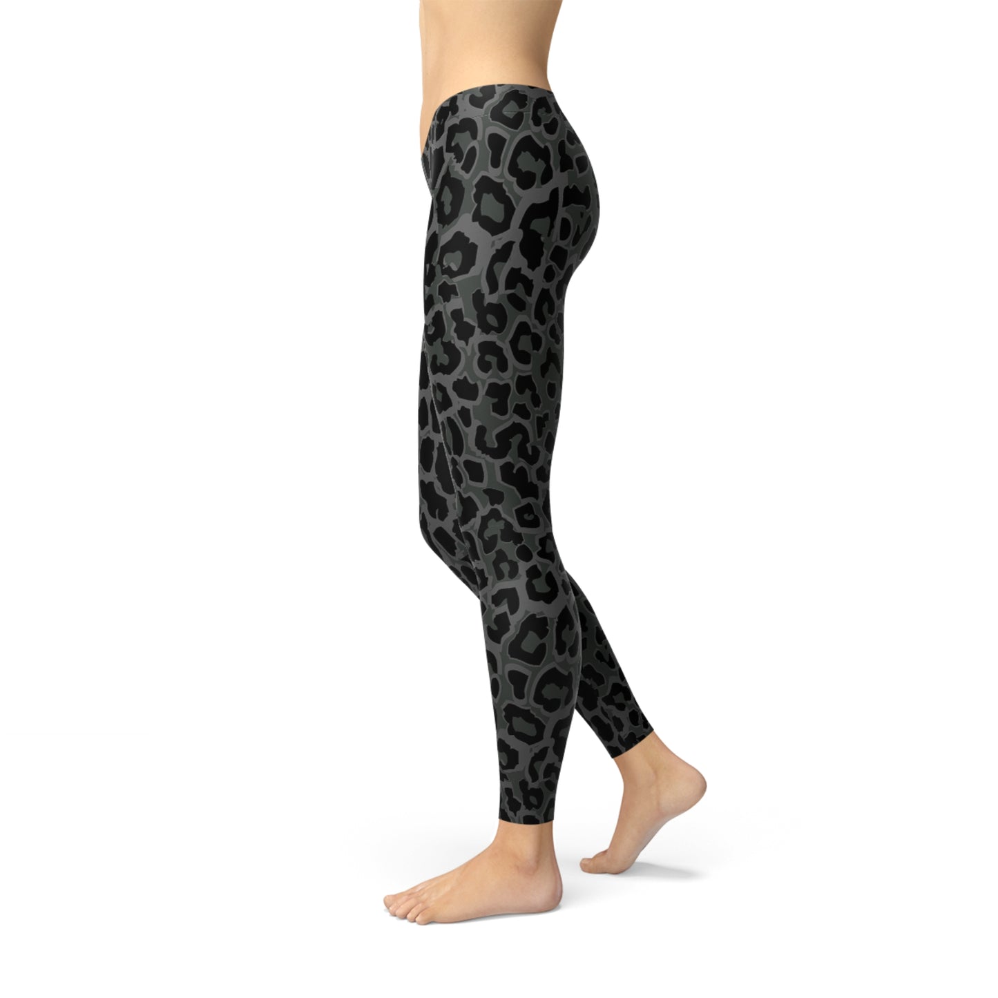 Women's Custom Performance Leggings - Black Leopard Spots Design