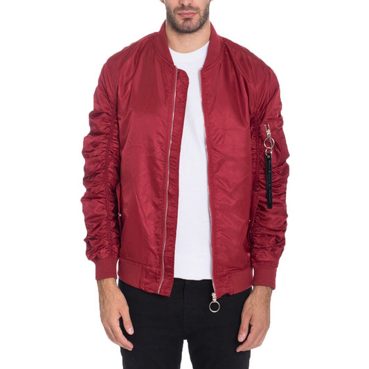 Flight Lined Burgundy Bomber Jacket