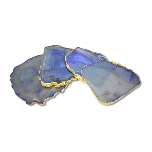 Drink Coasters - Gnarled Agate with Gold Trim