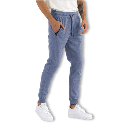 Men's Heathered Cotton Sweat Pants - Blue-Navy