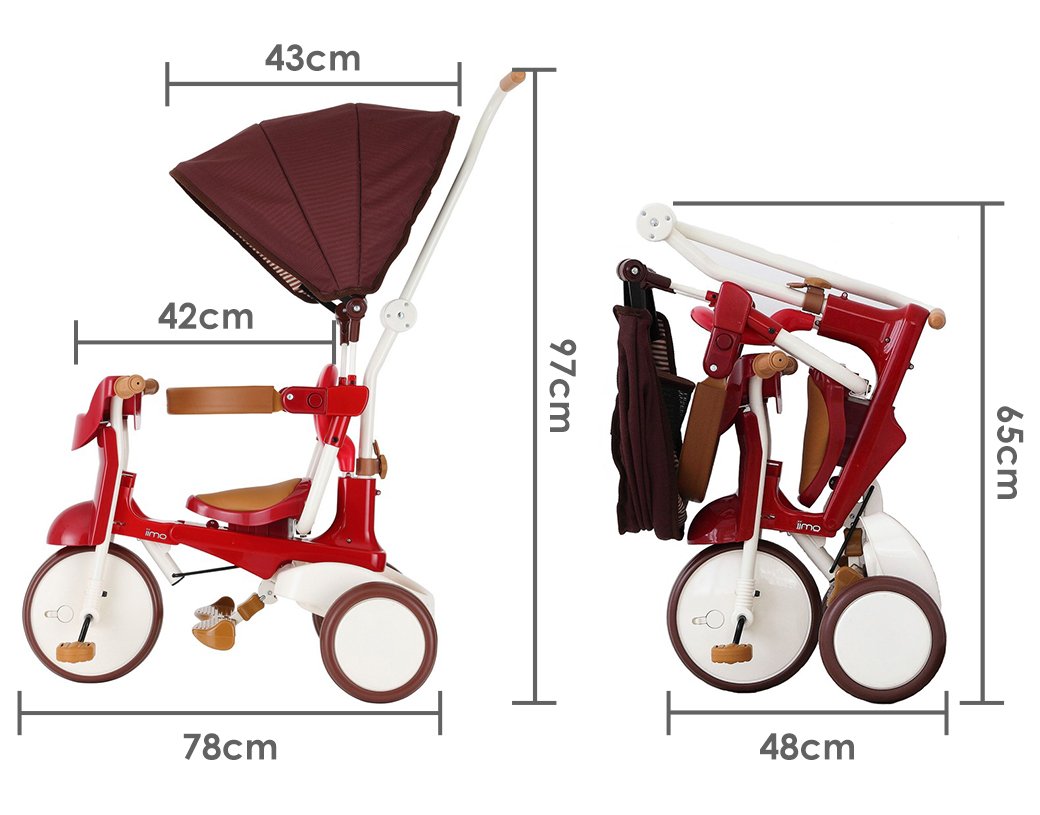 iimo 3-in-1 Foldable Upgraded Tricycle #2 Type SS with Canopy for Toddlers