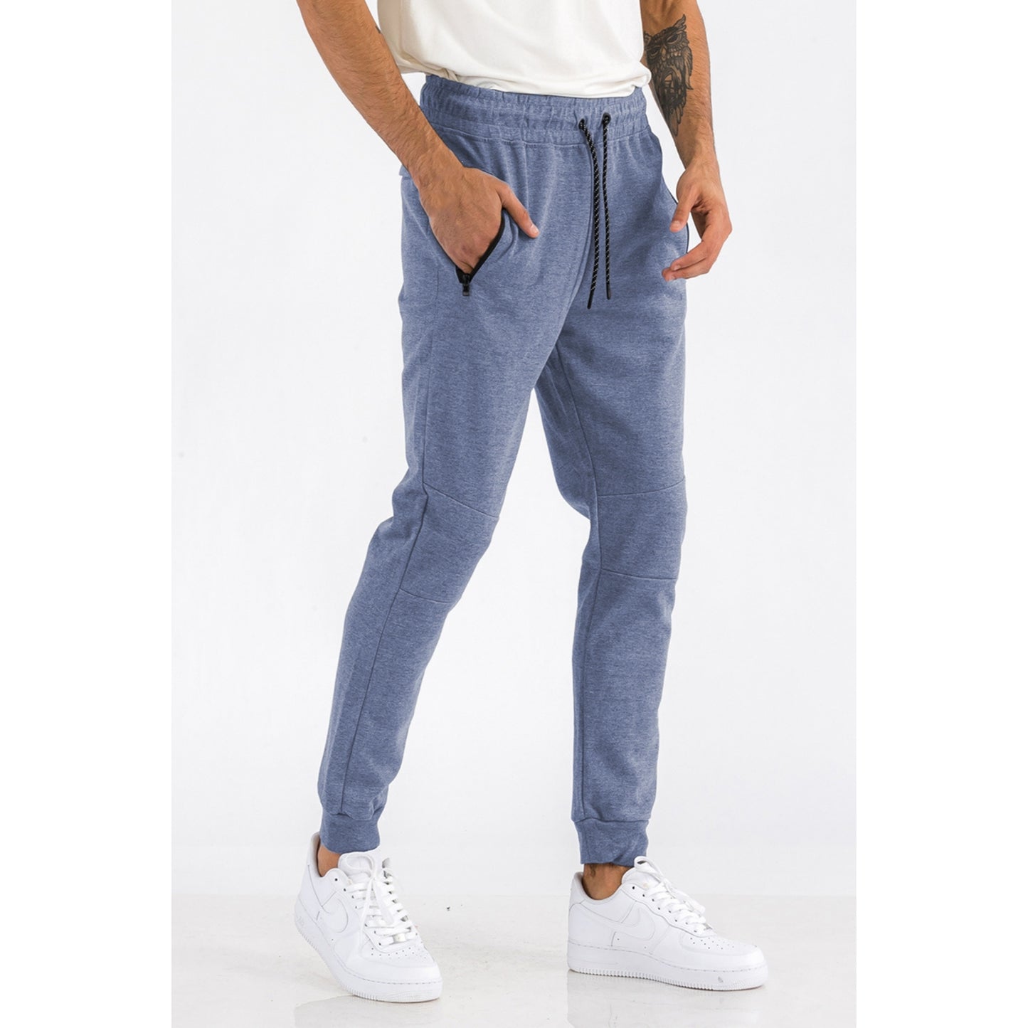 Men's Heathered Cotton Sweat Pants - Blue-Navy