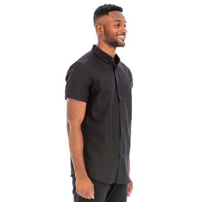 Men's Casual Short Sleeve Button Down Shirt - Black