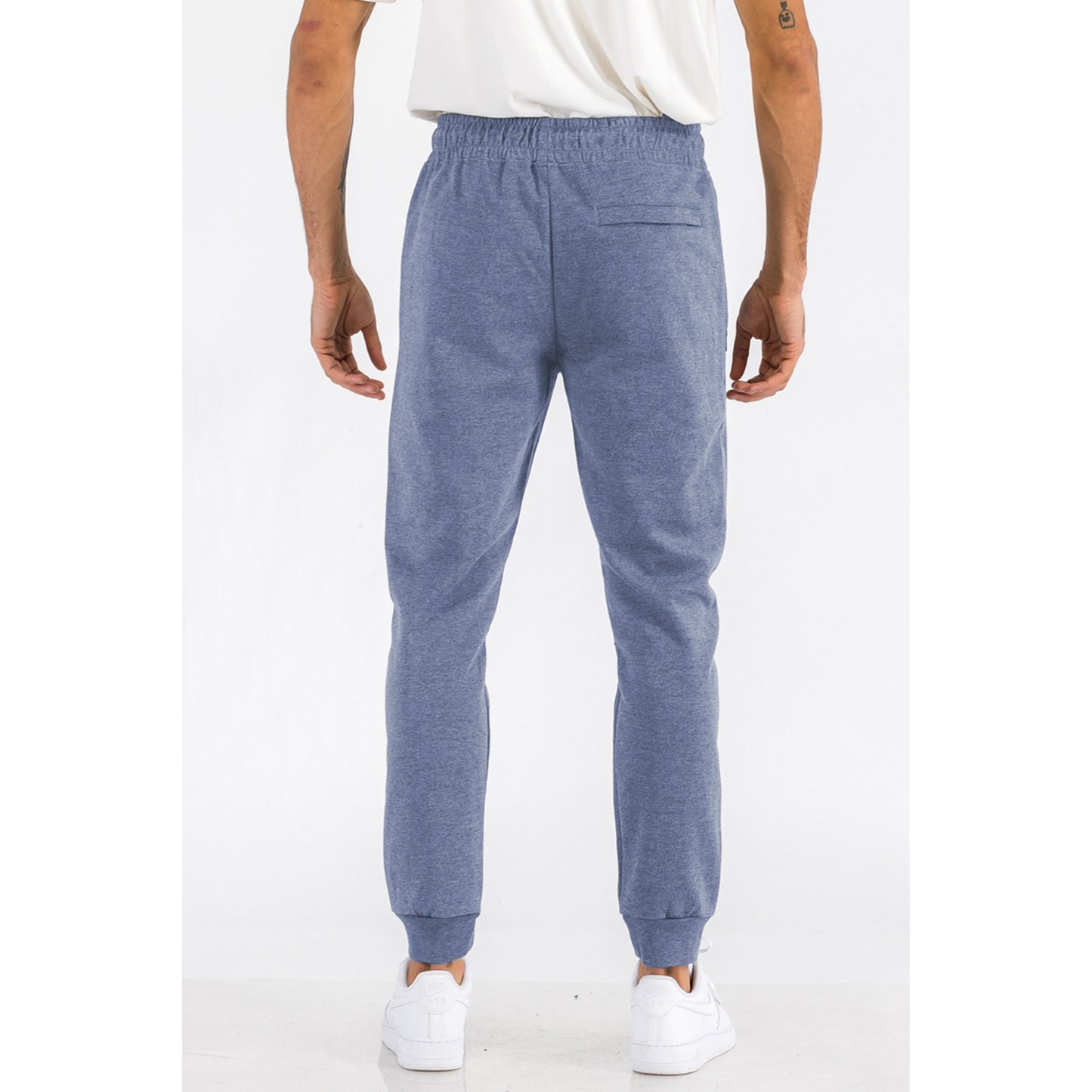 Men's Heathered Cotton Sweat Pants - Blue-Navy