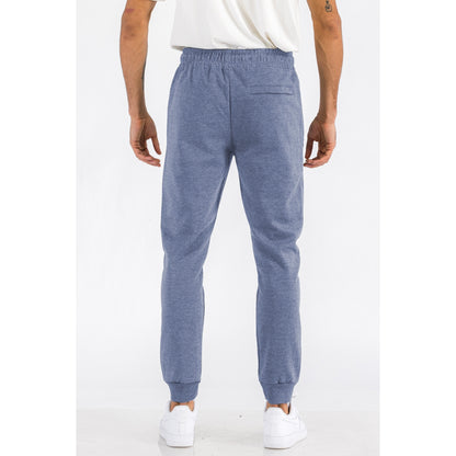 Men's Heathered Cotton Sweat Pants - Blue-Navy