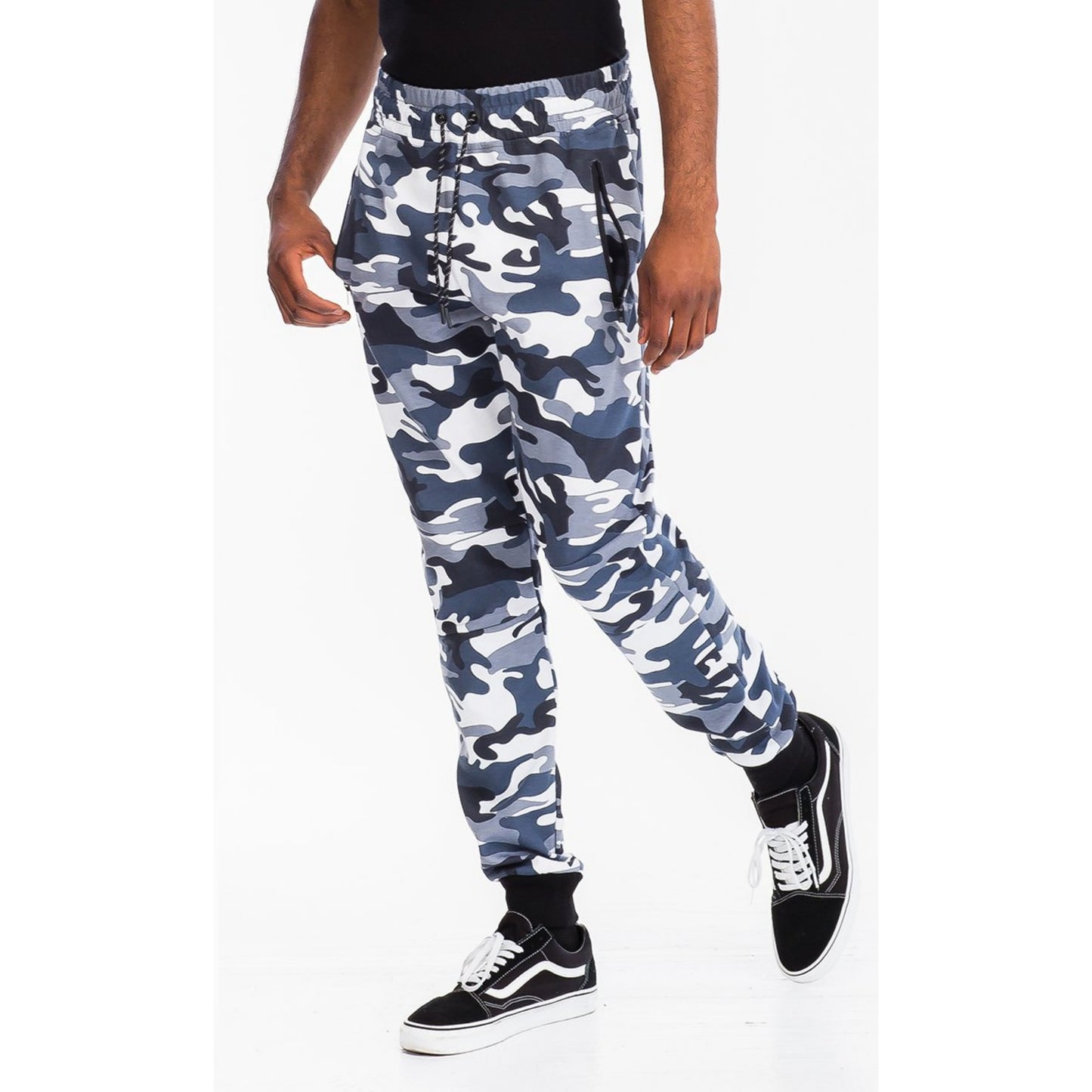 Men's Heathered Cotton Sweat Pants - Gray Camouflage