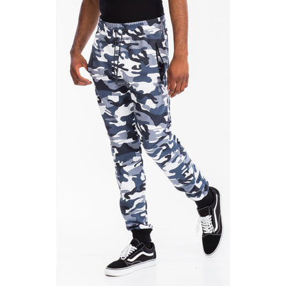 Men's Heathered Cotton Sweat Pants - Gray Camouflage