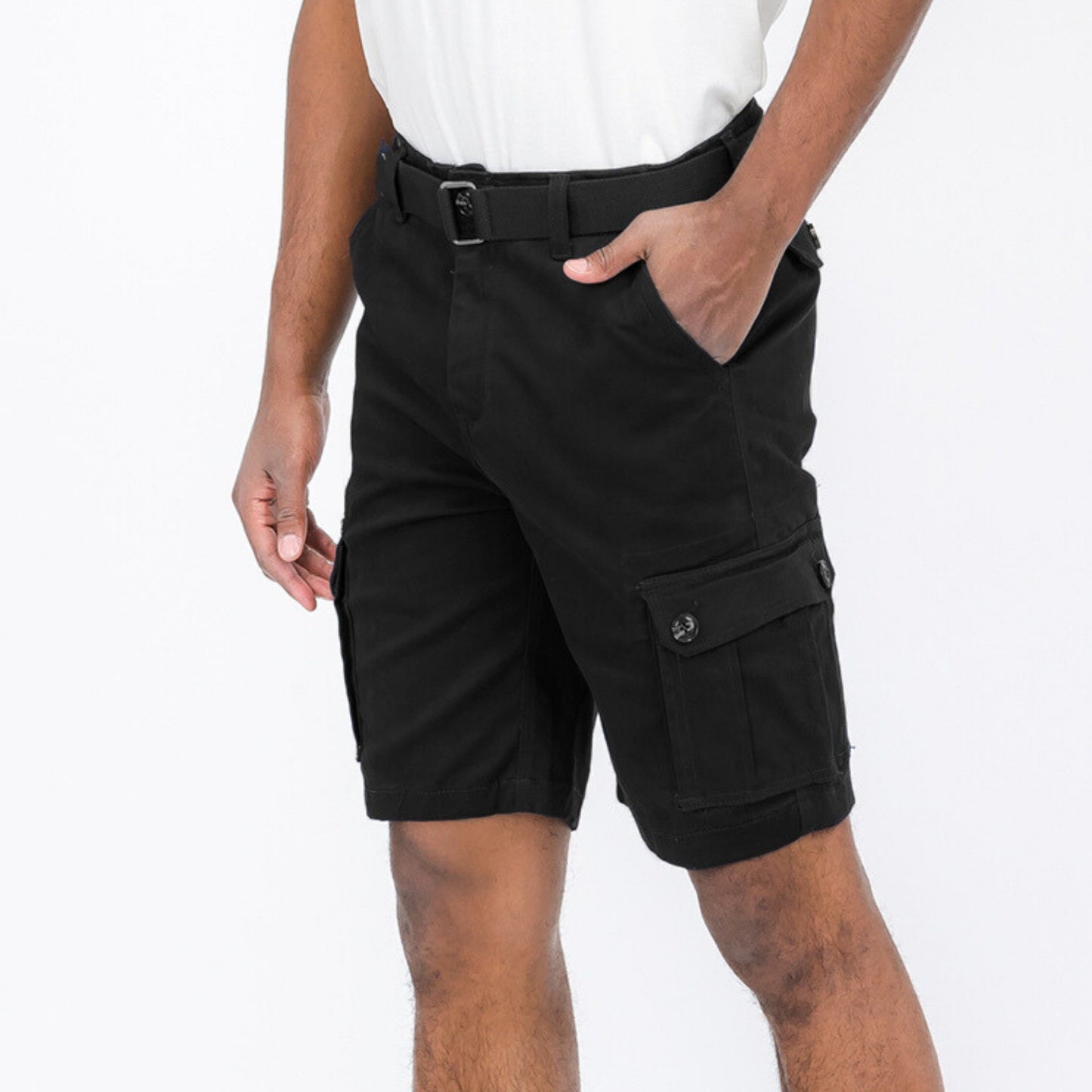 Men's Belted Cargo Short - Black