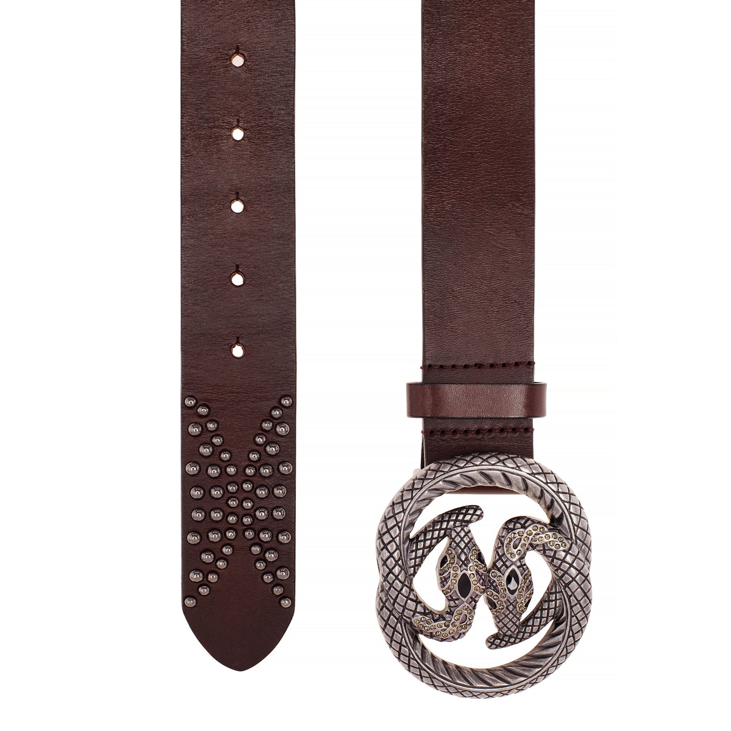 Women's Wide Leather Belt with Decorative Snake Buckle