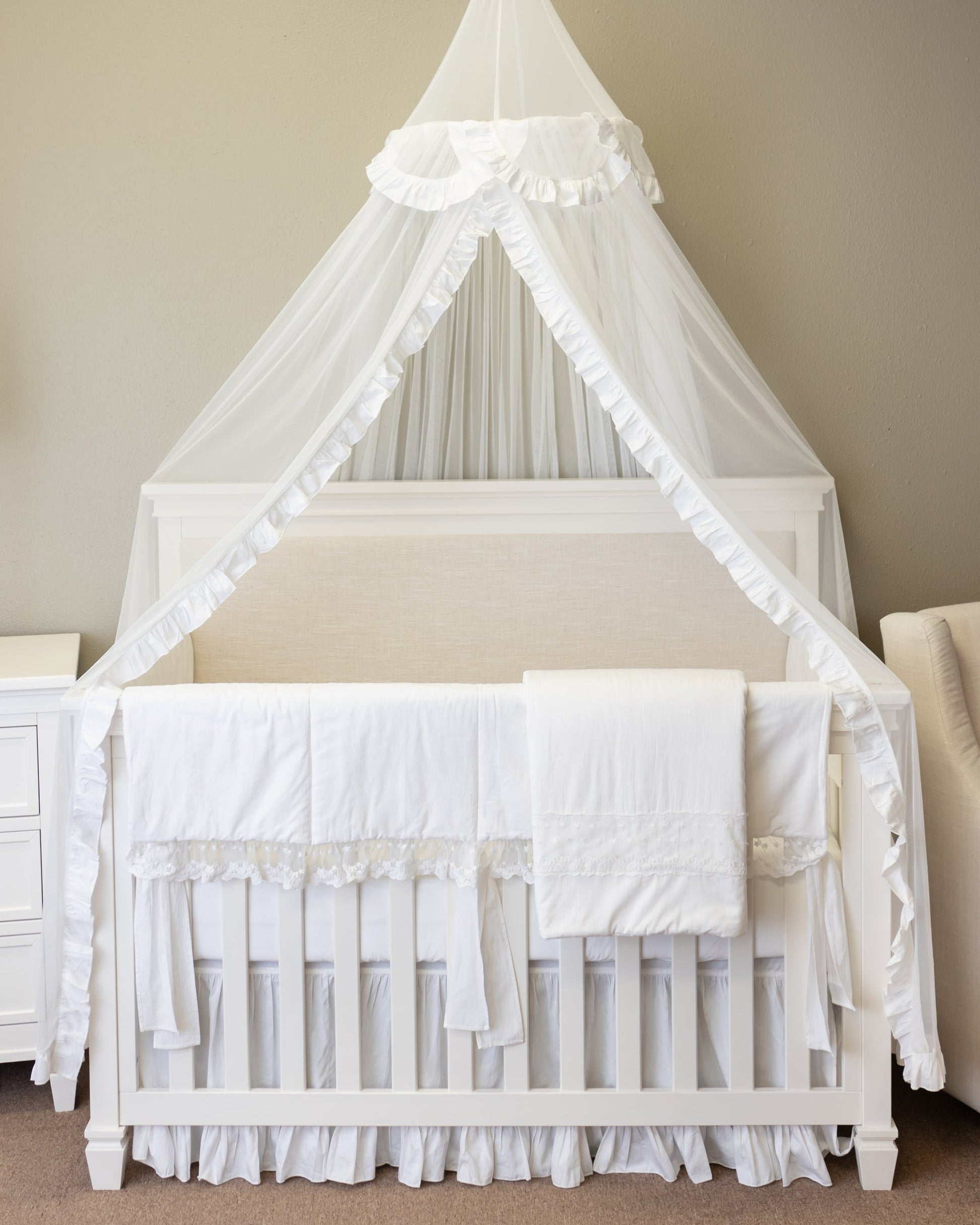 Tulle Canopy for White Innocence Nursery Bedding