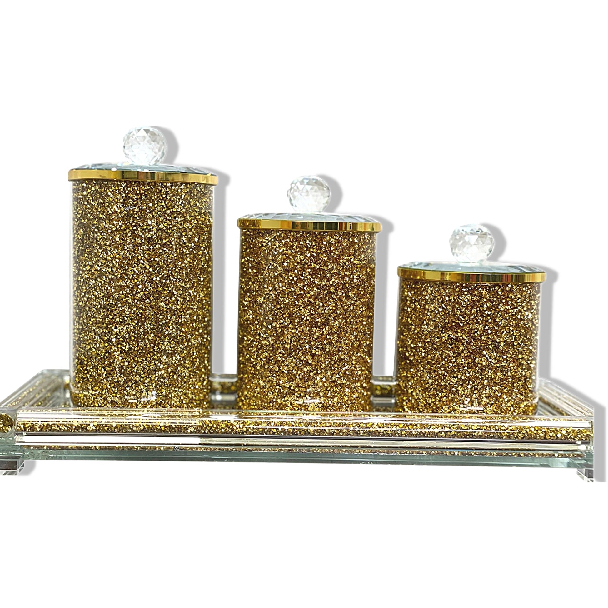 Gold Crushed Diamond Canister Set