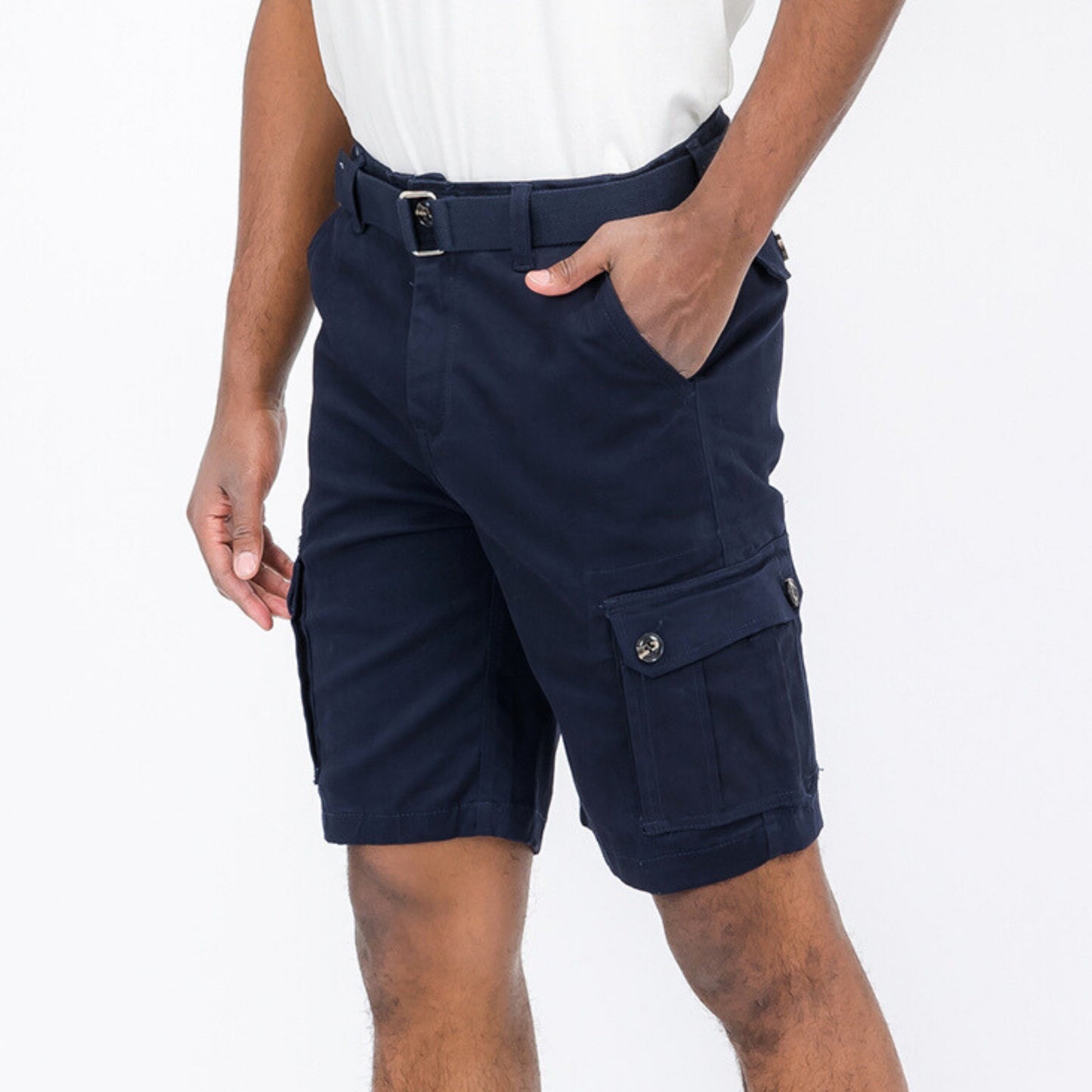 Men's Belted Cargo Short - Navy