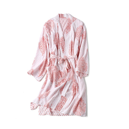 Cotton Voile Block Printed Robe - Pink City