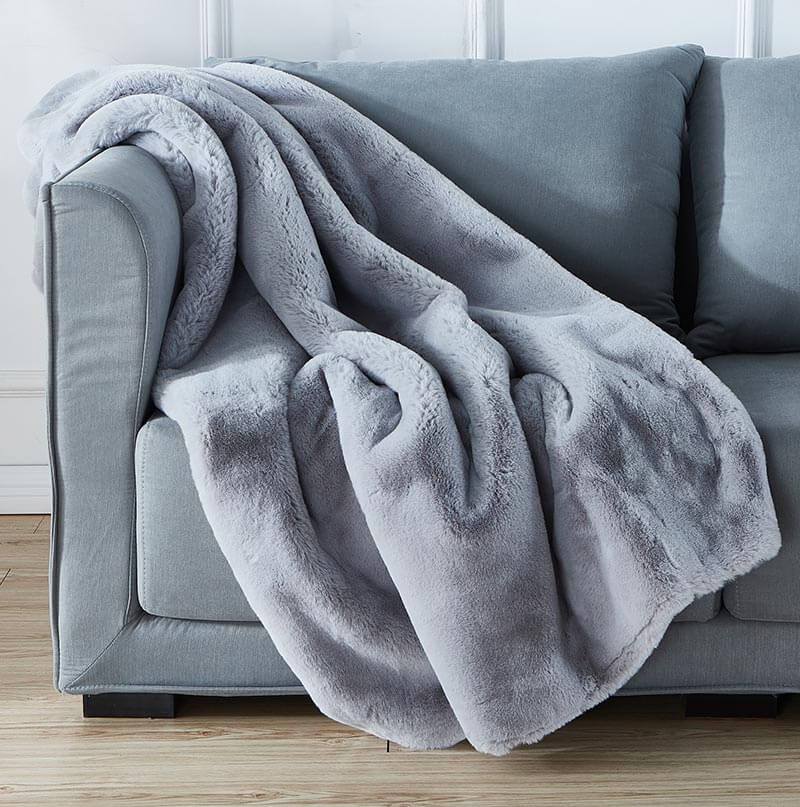 Throw Blanket - Ultra Luxe Gray Chinchilla Faux Fur