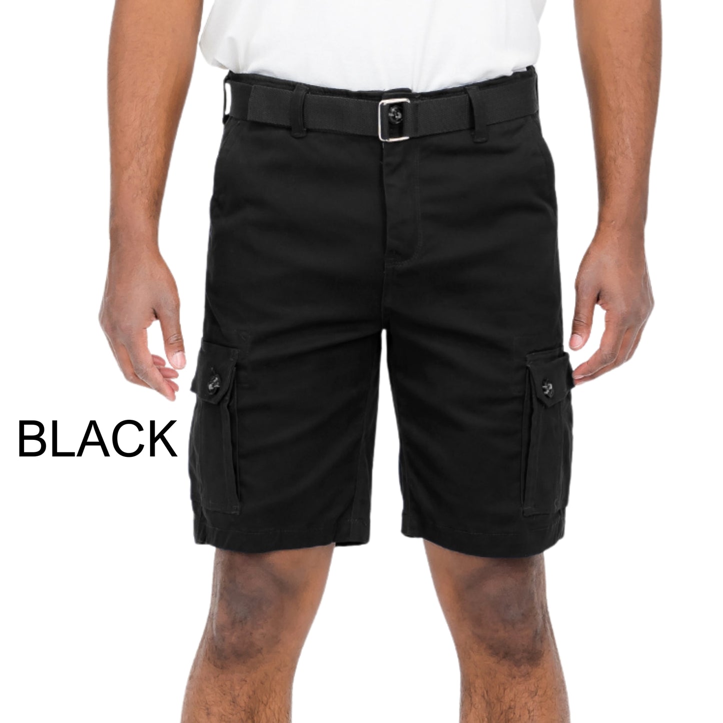 Men's Belted Cargo Short - Black