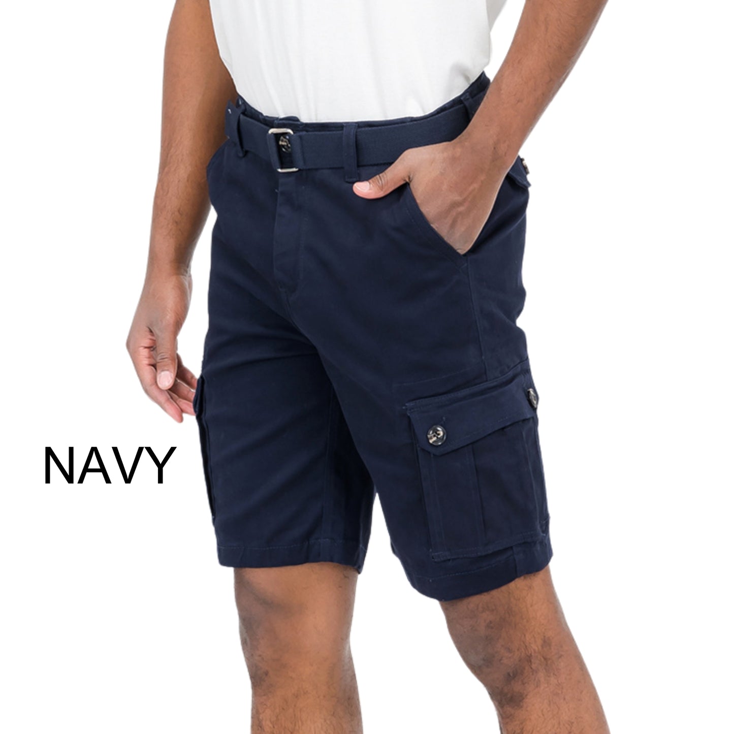 Men's Belted Cargo Short - Navy