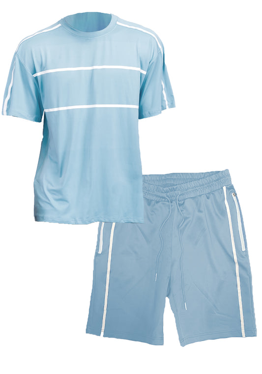 Men's T-shirt and Short Set - Light Blue